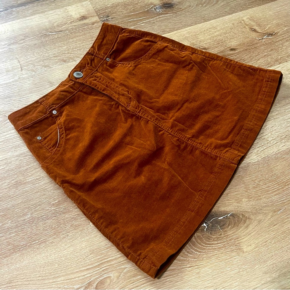 Copper Key Corduroy Burnt Orange A-Line Mini Skirt XS - Picture 2 of 10